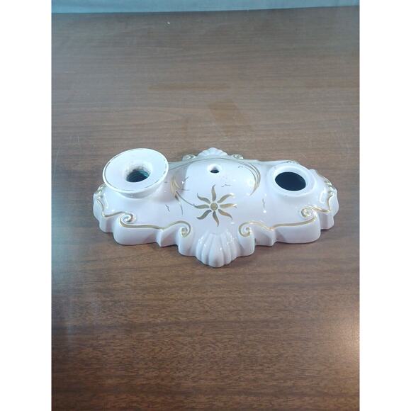 VINTAGE PORCELIER LIGHT fixture PINK SUNBURST GOLD GUILD 2 Bulb - Picture 1 of 10